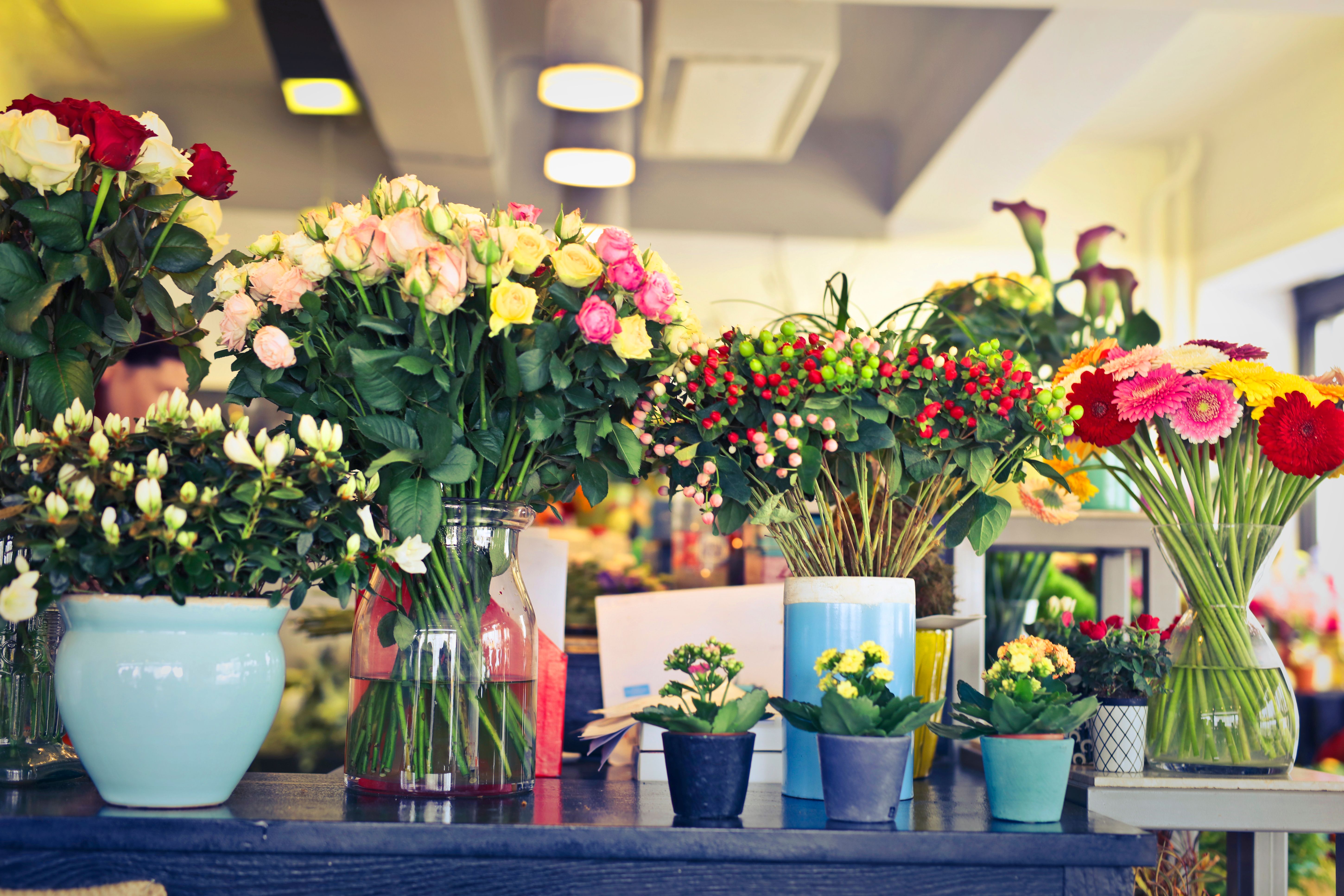 Colorful birthday bouquet with mixed flowers